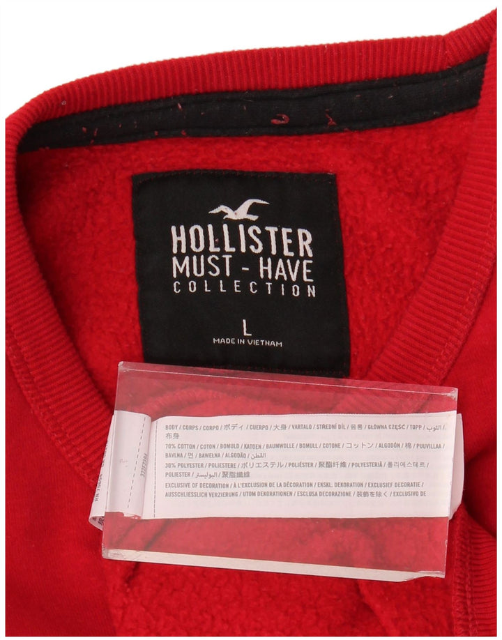 Felpa grafica da uomo HOLLISTER Maglione grande rosso in cotone