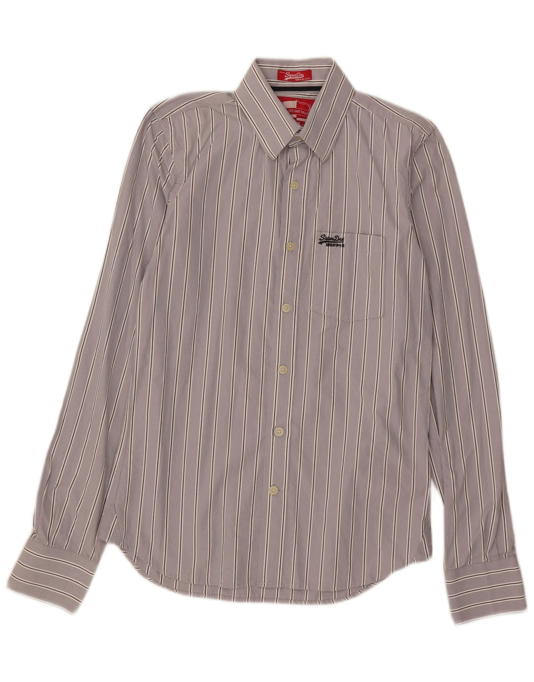 Camicia da uomo Superdry in cotone a righe grigio medio