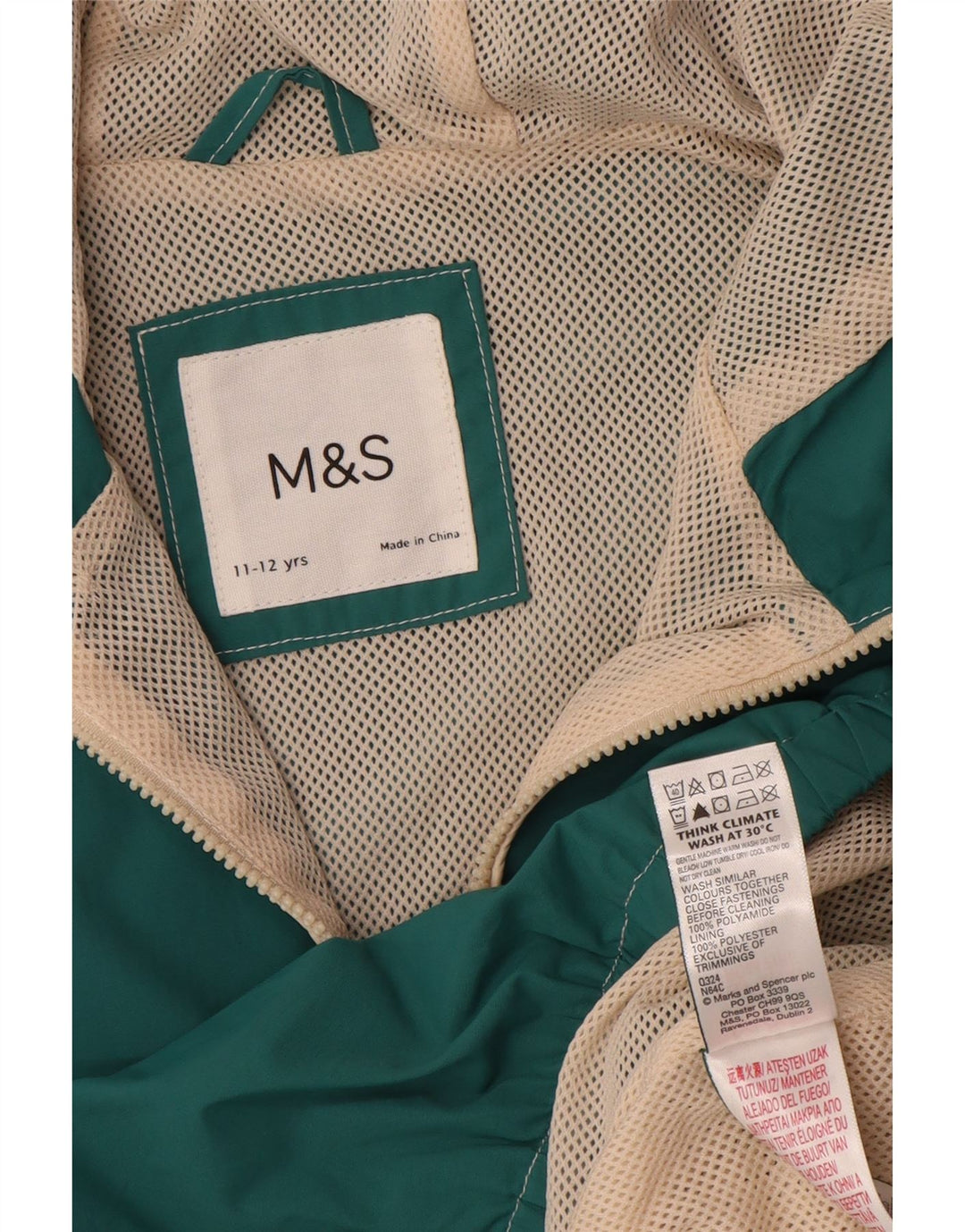 Giacca antipioggia oversize con cappuccio Marks & Spencer da bambino 11-12 anni Verde