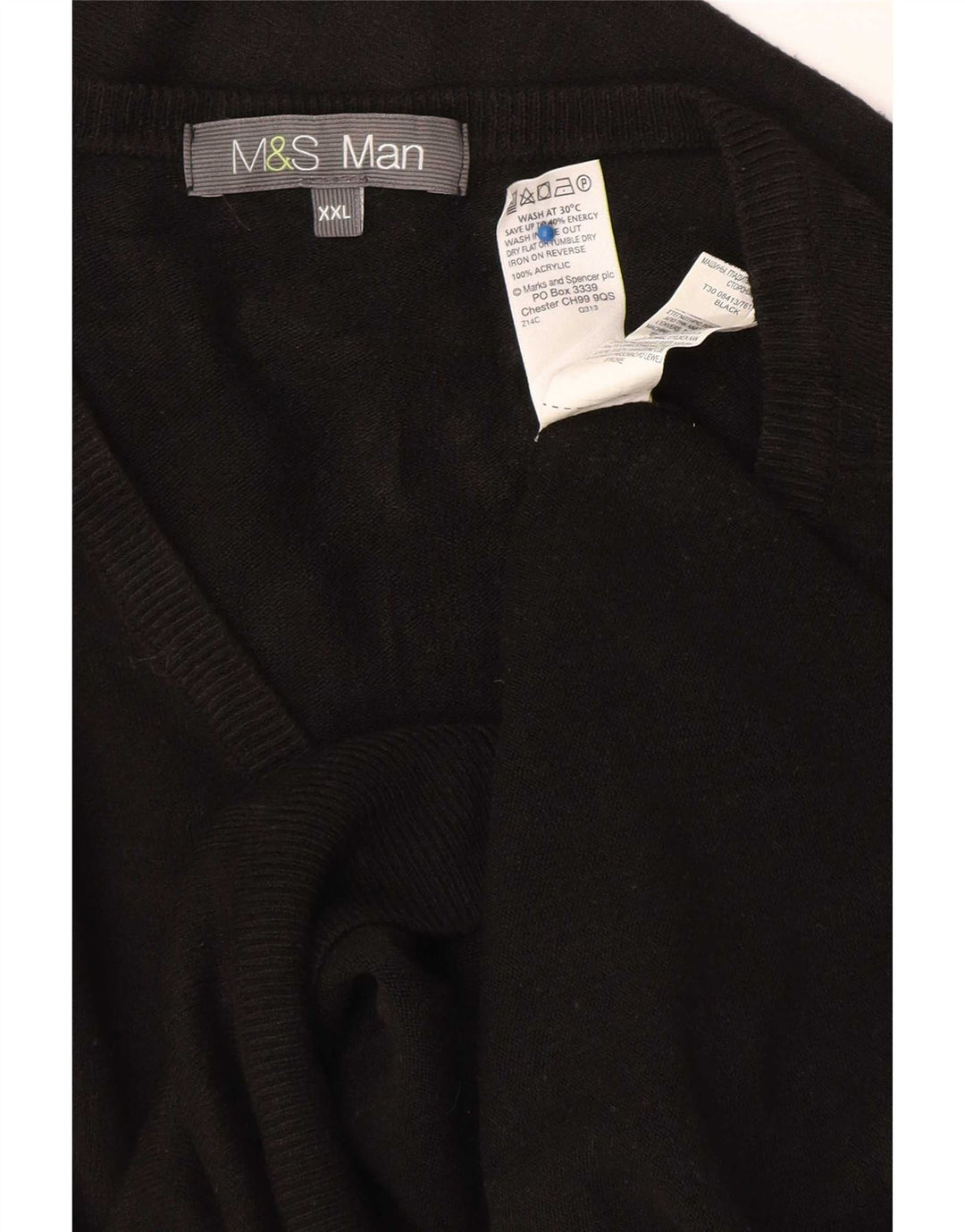 Maglione da uomo con scollo a V Marks & Spencer 2XL acrilico nero