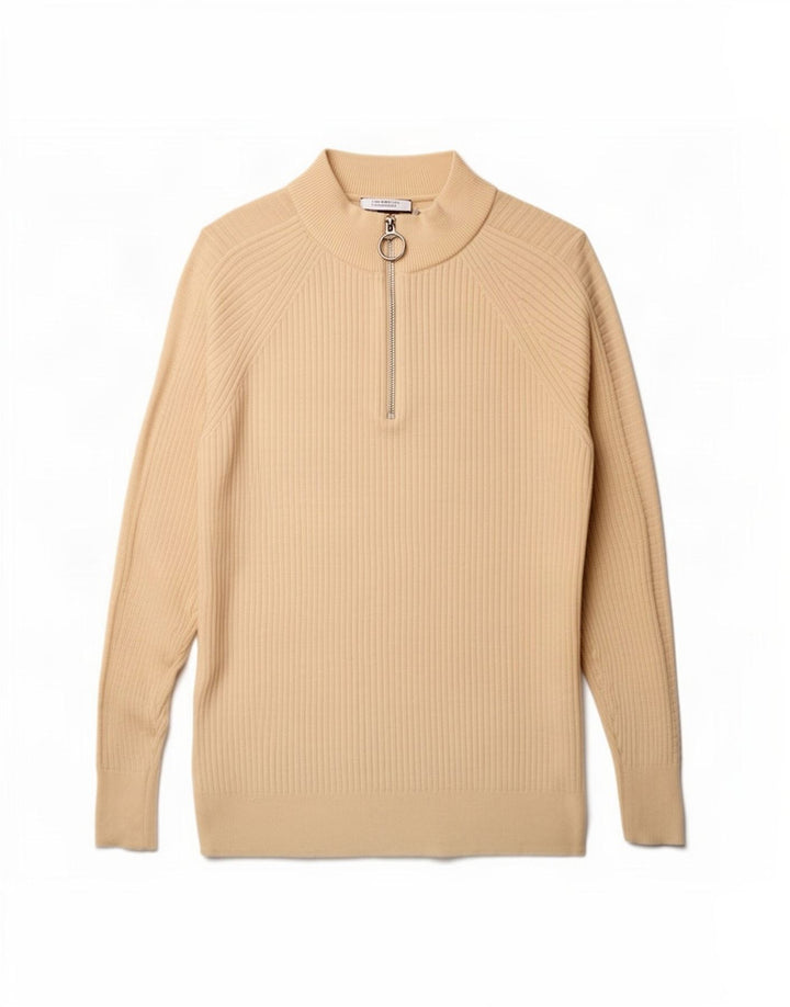 Maglione oversize con collo con zip Marks & Spencer da donna UK 10 piccolo Beige