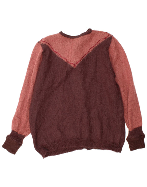 Maglione cardigan da donna vintage UK 18 XL Colorblock marrone
