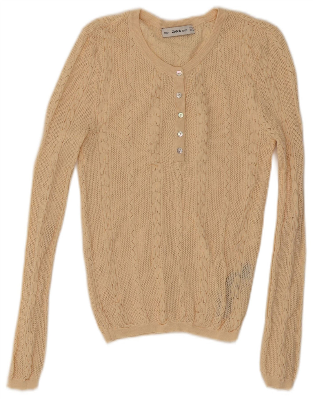 Maglione Zara da donna con scollo a V UK 8 piccolo in viscosa beige