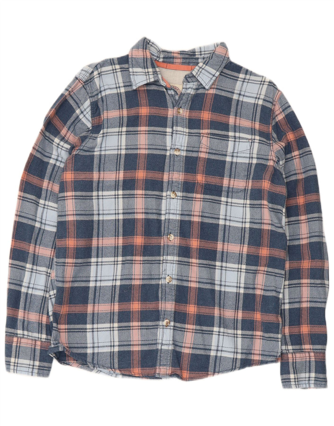 Camicia da uomo in flanella Fat Face in cotone a quadri blu piccolo