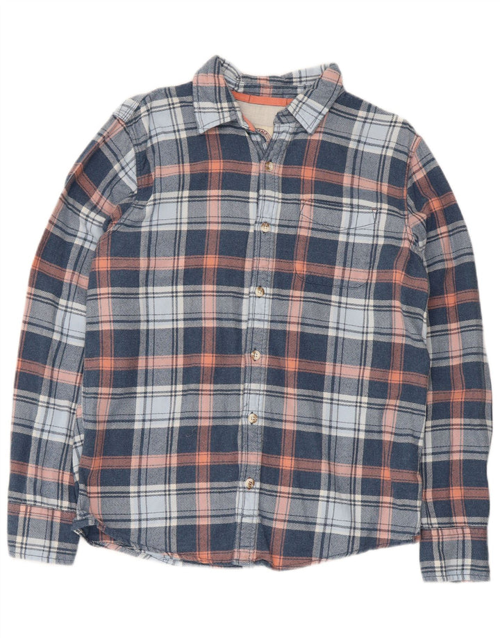 Camicia da uomo in flanella Fat Face in cotone a quadri blu piccolo