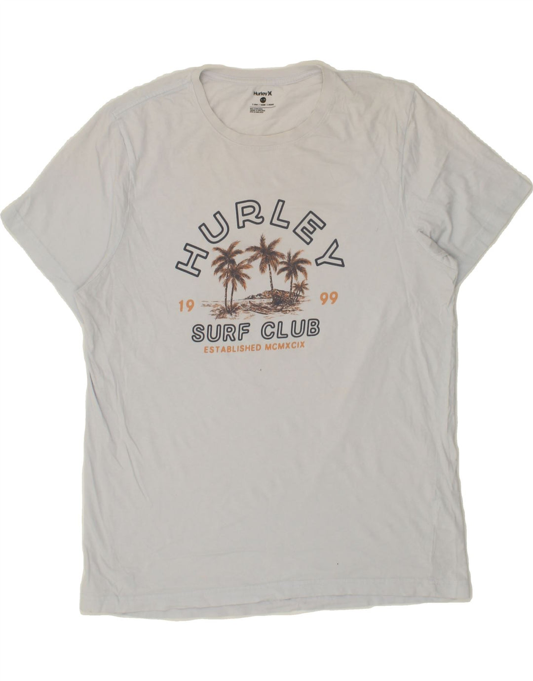 HURLEY Mens Graphic T-Shirt Top XL White Cotton Vintage Hurley and Second-Hand Hurley from Messina Hembry 