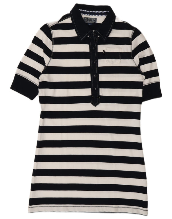 Abito da donna Polo Ralph Lauren UK 14 Grande cotone a righe blu navy