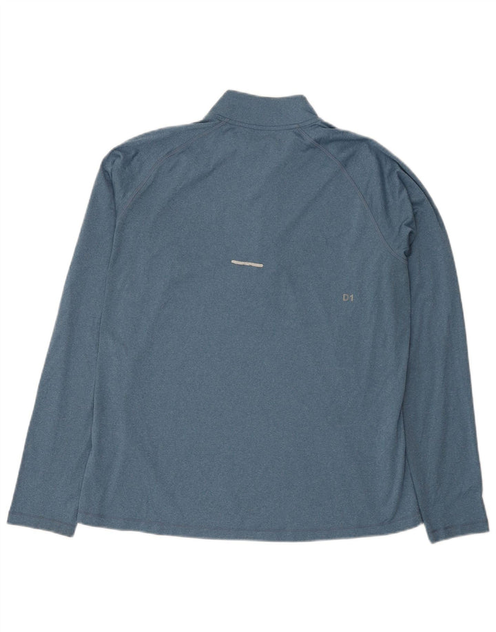 Asics Uomo Zip Neck Pullover Tuta Top Large Blu Poliestere