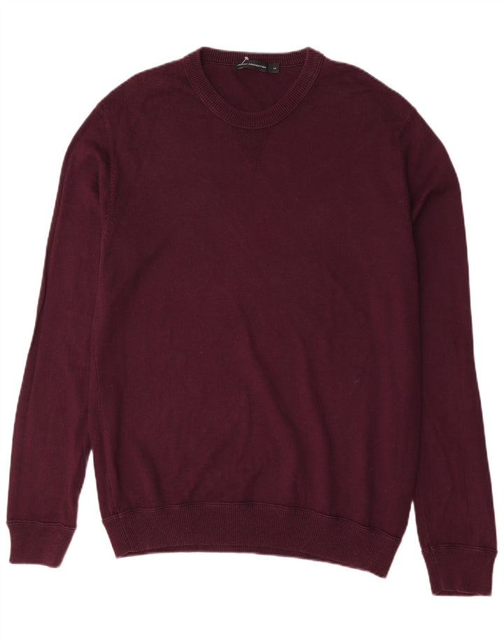 Maglione da uomo girocollo French Connection in cotone bordeaux medio