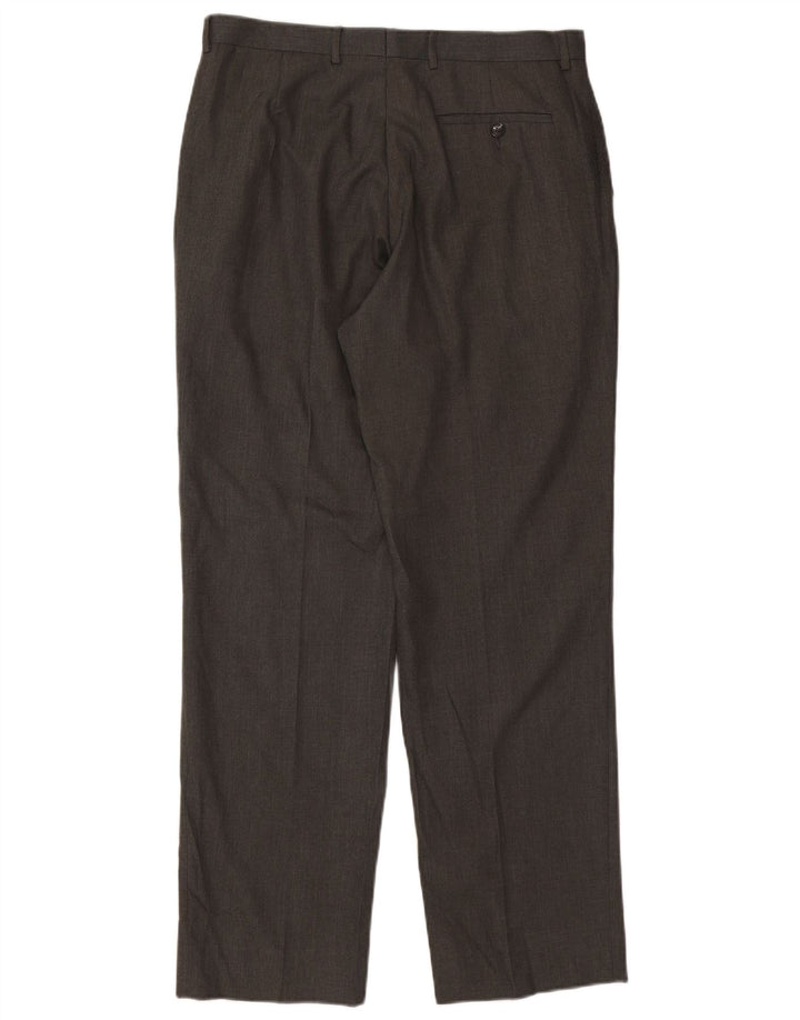 Pantaloni da abito dritti da uomo Marks & Spencer W34 L33 poliestere grigio