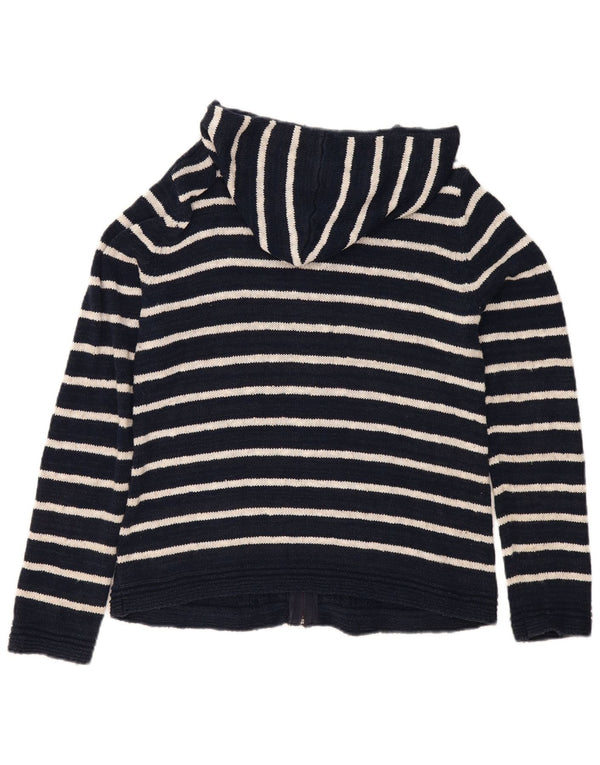 Maglione cardigan con cappuccio da donna Fat Face UK 14 Medio a righe blu navy