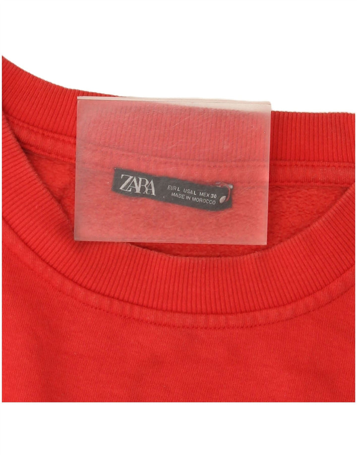Felpa Zara Donna Maglione UK 16 Large Rosso