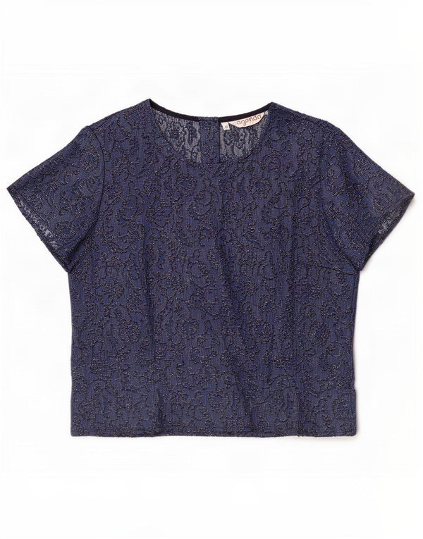 Agenda Camicetta da donna Top IT 46 Large Blu navy Acetato floreale