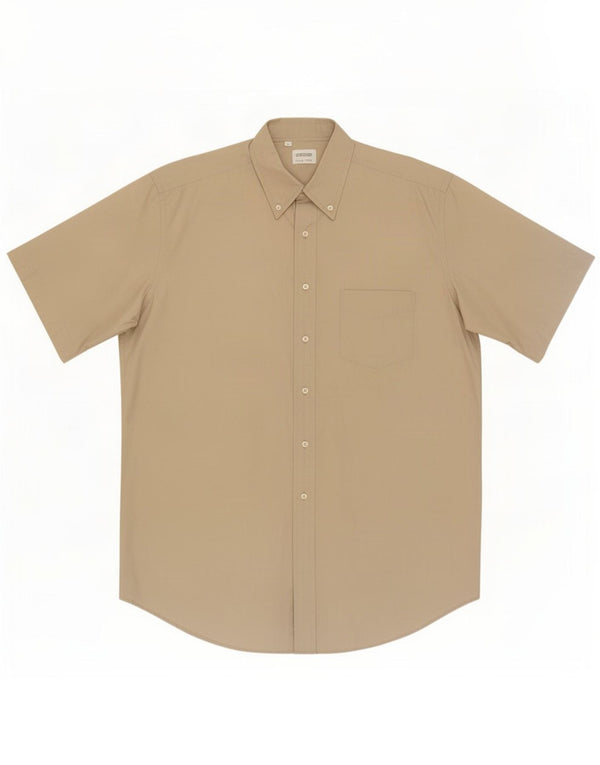 Benetton Camicia a maniche corte da uomo XL Beige Cotton