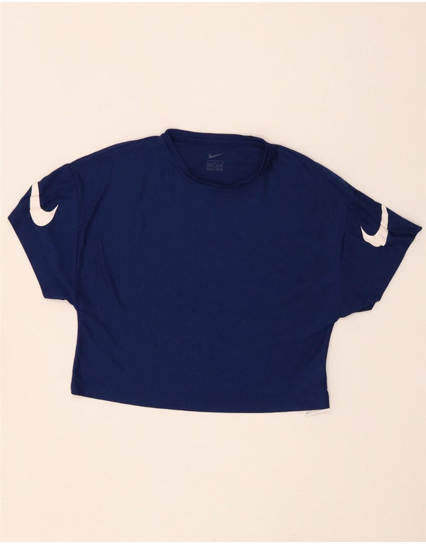 T-shirt corta con grafica Nike per ragazze, 12-13 anni, grande, in poliestere blu navy