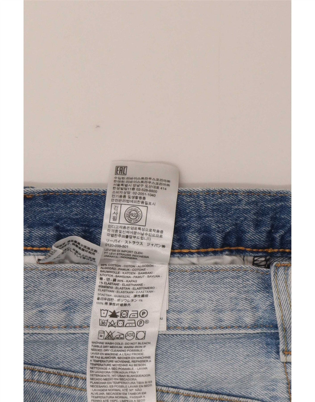 Pantaloncini di jeans Levi's 501 da uomo W31 in cotone blu medio