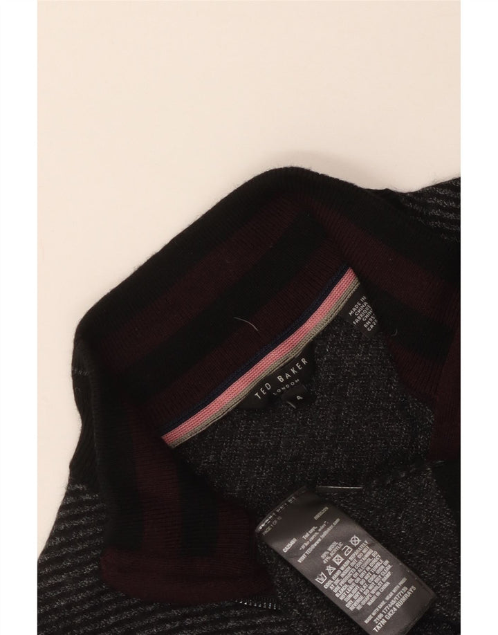 Maglione da donna con collo con zip Ted Baker taglia 4 grande in lana grigia