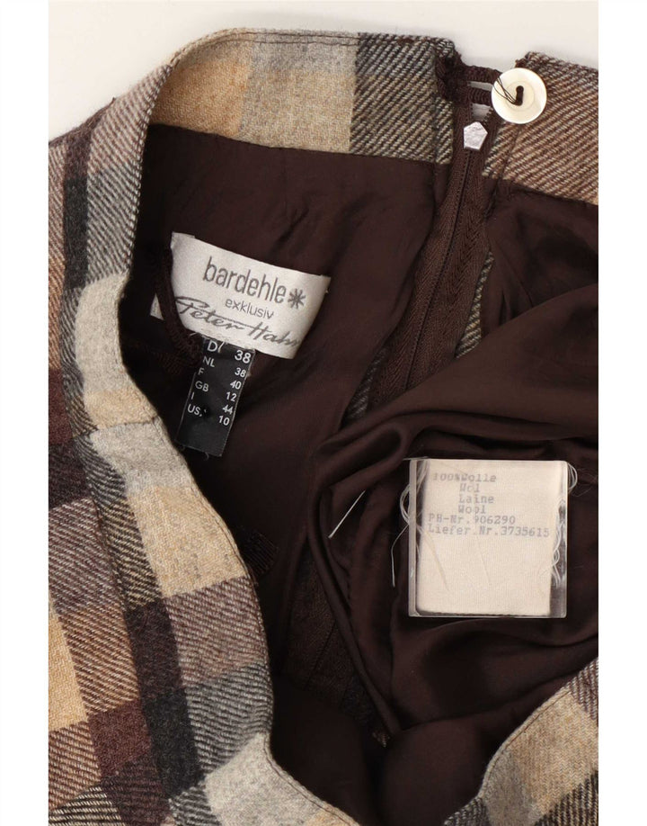 Gonna a tubino da donna Bardehle UK 12 media W30 lana a quadri marrone