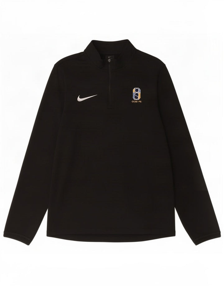 Top della tuta da ginnastica Nike da uomo con collo e zip, piccolo, in poliestere nero