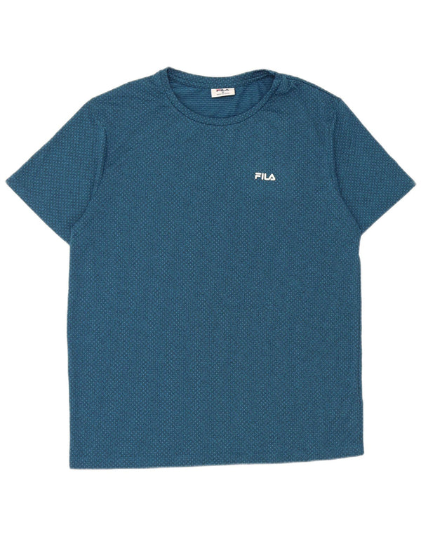 T-shirt da uomo Fila Top in poliestere maculato blu medio