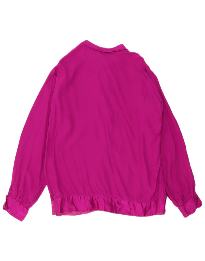 Top camicetta a maniche lunghe da donna vintage UK 18 XL Marrone