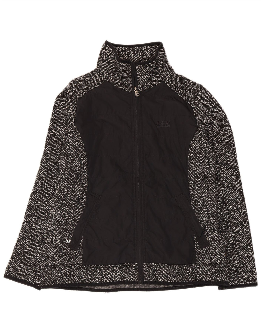 JACK WOLFSKIN Giacca da tuta da donna UK 14/16 Grande spina di pesce nera