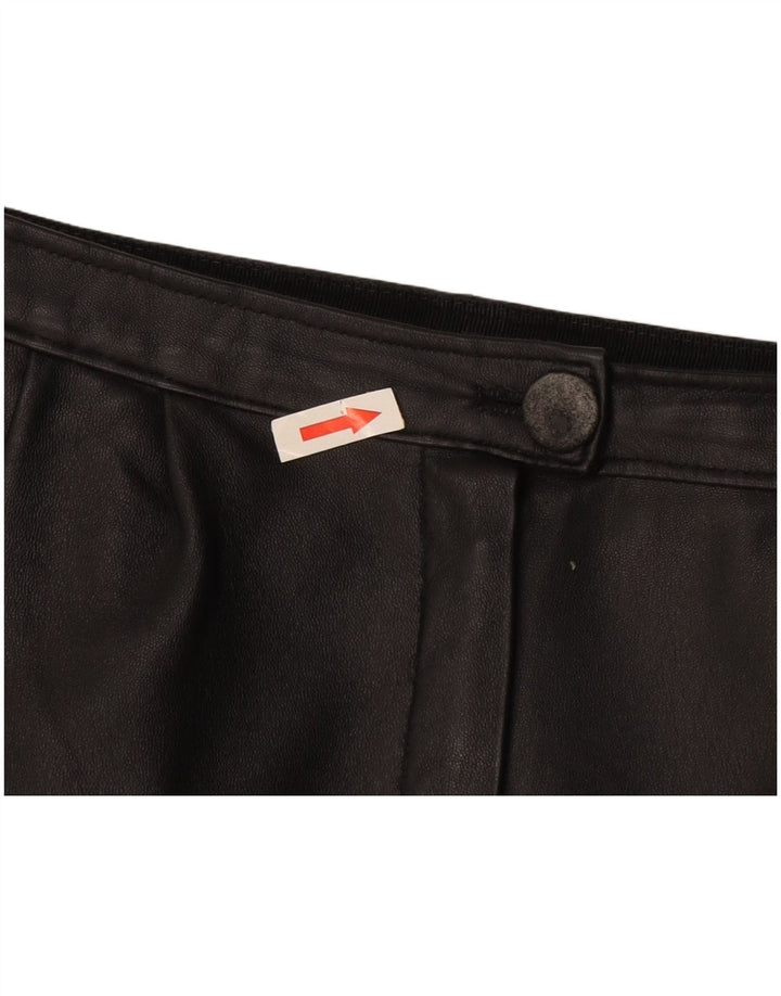 Gonna in pelle vintage da donna W28 media nera