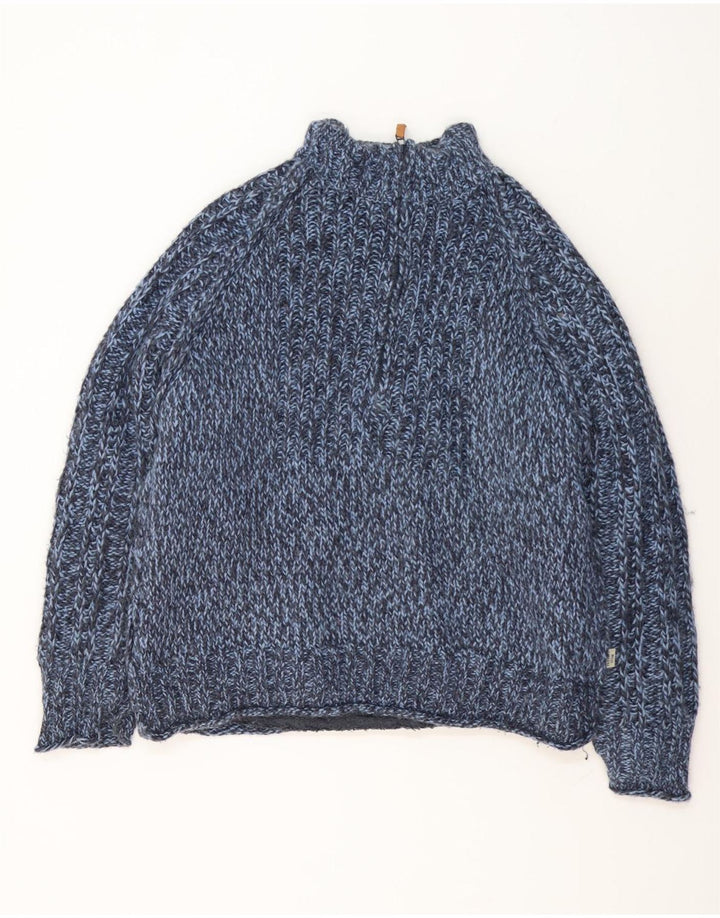 Maglione da uomo con collo con zip Fat Face XL in lana screziata blu navy