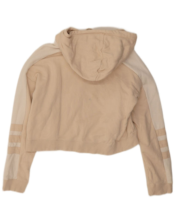 Felpa con cappuccio corta oversize da donna Adidas UK 10 Small Beige Colourblock