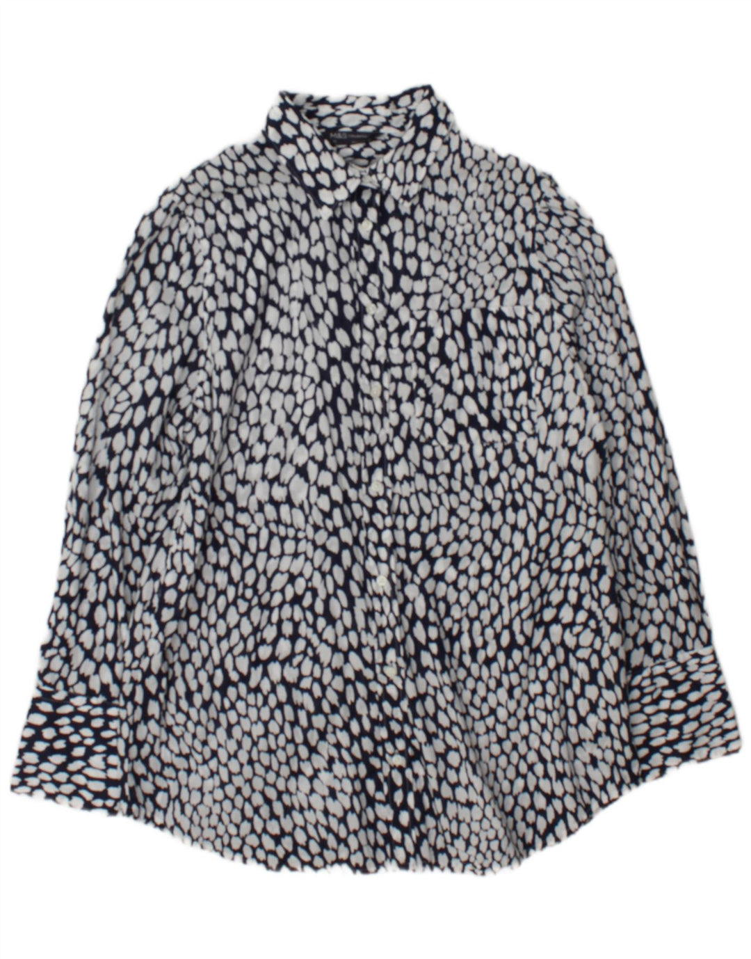 Camicia da donna Marks & Spencer UK 14 grande cotone maculato bianco