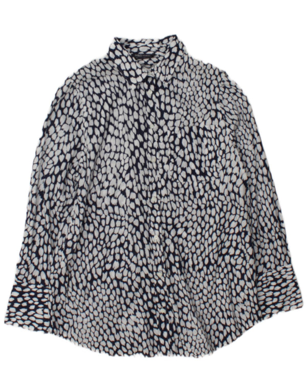 Camicia da donna Marks & Spencer UK 14 grande cotone maculato bianco