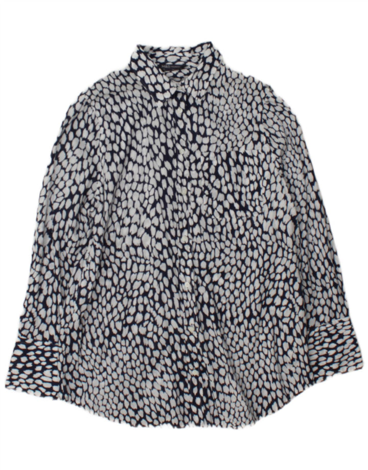 Camicia da donna Marks & Spencer UK 14 grande cotone maculato bianco