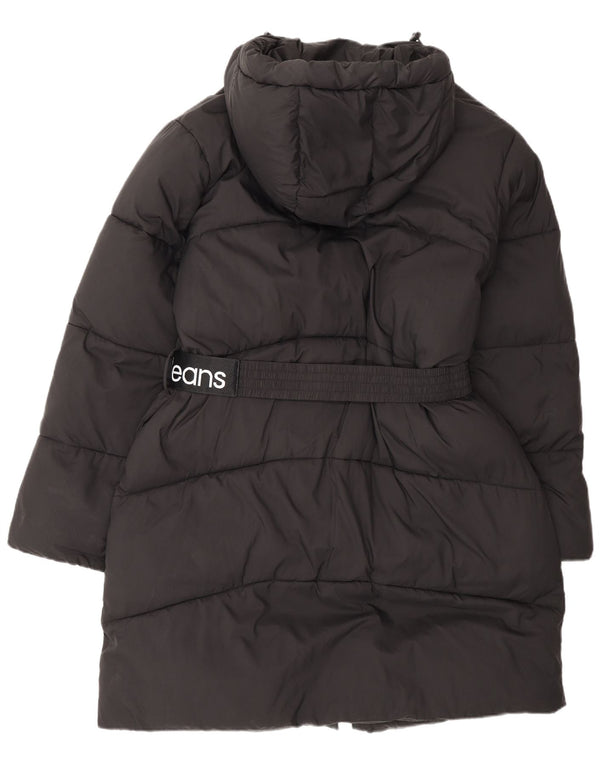 Cappotto imbottito con cappuccio grafico da donna Calvin Klein Jeans UK 16 grande nero