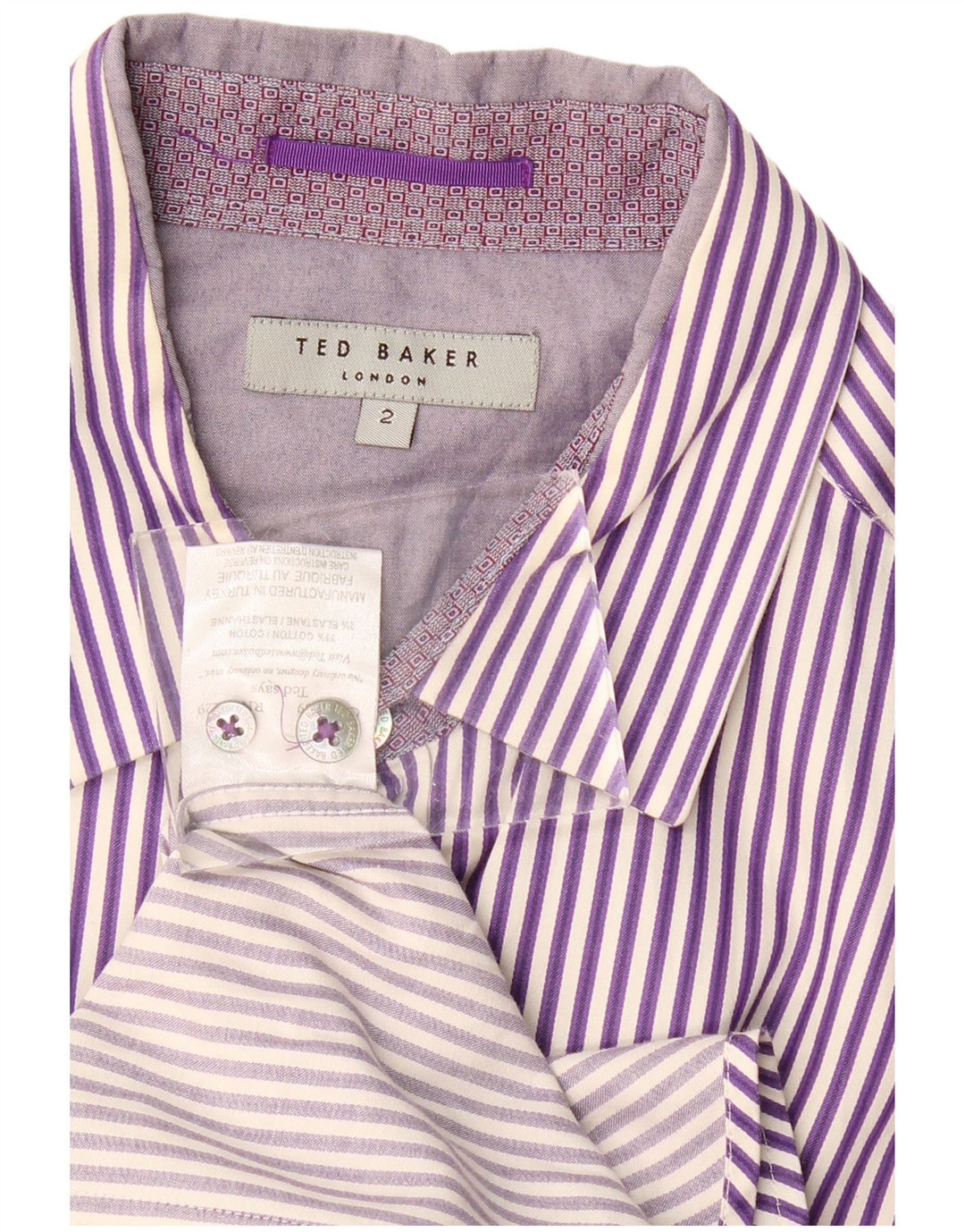 Camicia da uomo TED BAKER taglia 2 piccola in cotone gessato viola