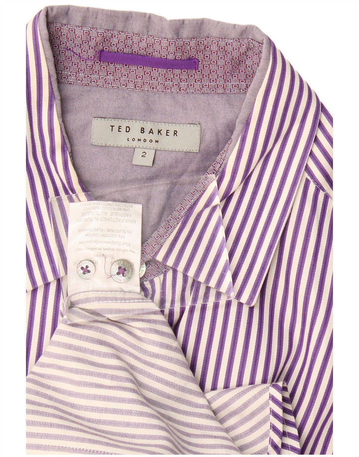 Camicia da uomo TED BAKER taglia 2 piccola in cotone gessato viola