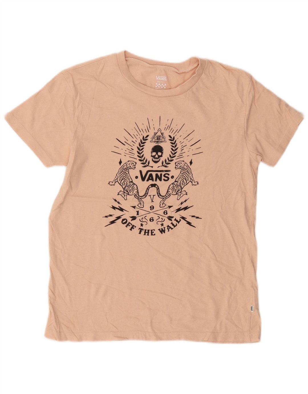 T-shirt grafica da donna VANS Top UK 10 piccola in cotone rosa