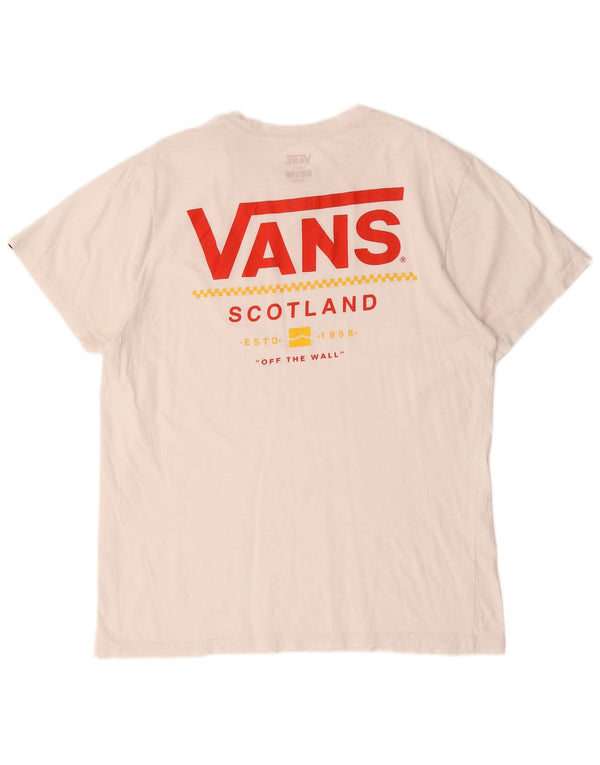 Vans Mens Slim Fit Graphic T-Shirt Top Large White Cotton