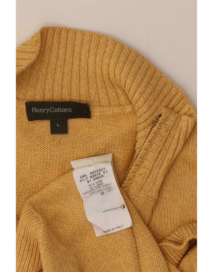 Maglione da uomo con collo con zip Henry Cottons, grande cotone giallo