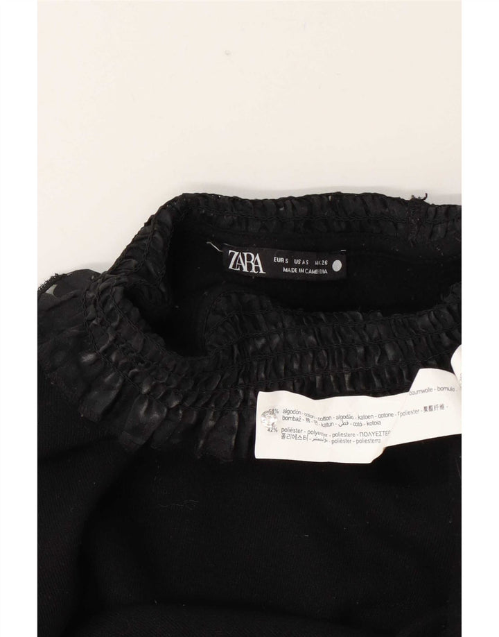 Camicetta oversize a maniche lunghe da donna Zara UK 10 piccola in cotone nero