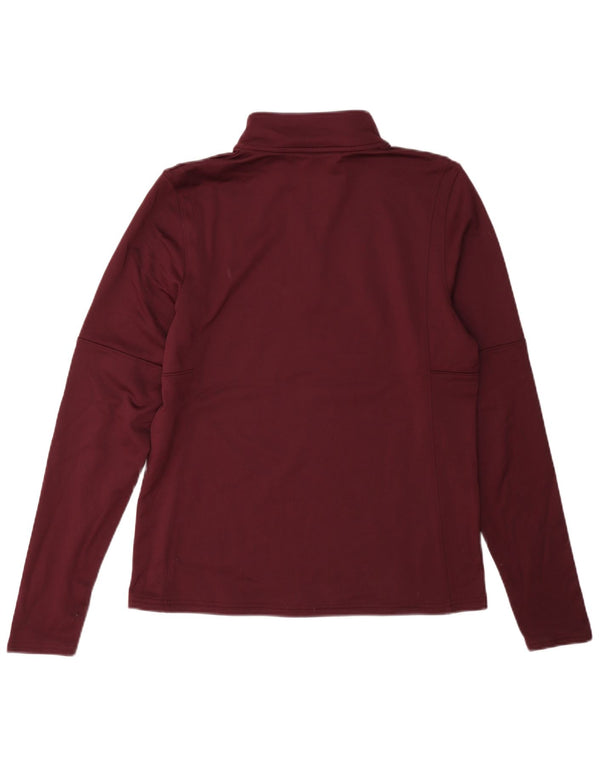 Under Armour Top da donna con zip e collo a maniche lunghe UK 14 Borgogna medio