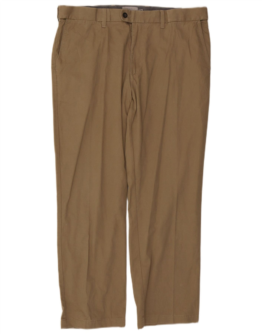 Pantaloni da abito regolari dritti da uomo Marks & Spencer W38 L29 cotone kaki