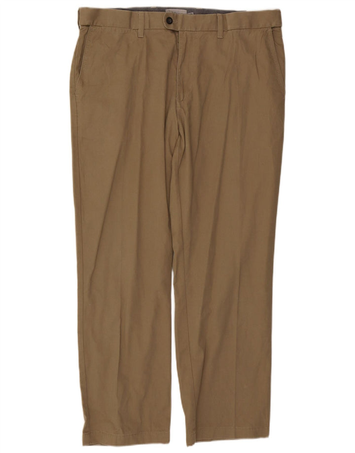 Pantaloni da abito regolari dritti da uomo Marks & Spencer W38 L29 cotone kaki