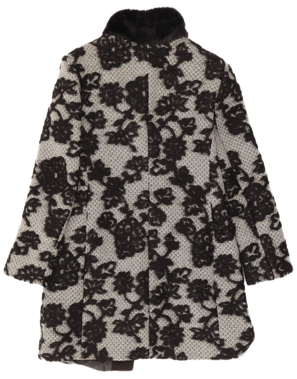 Cappotto da donna vintage UK 12 classico floreale nero medio