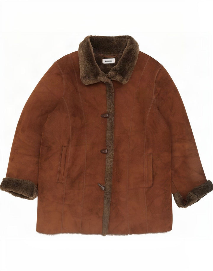 Cappotto Sherpa oversize da donna Wallis UK 16 grande acrilico marrone