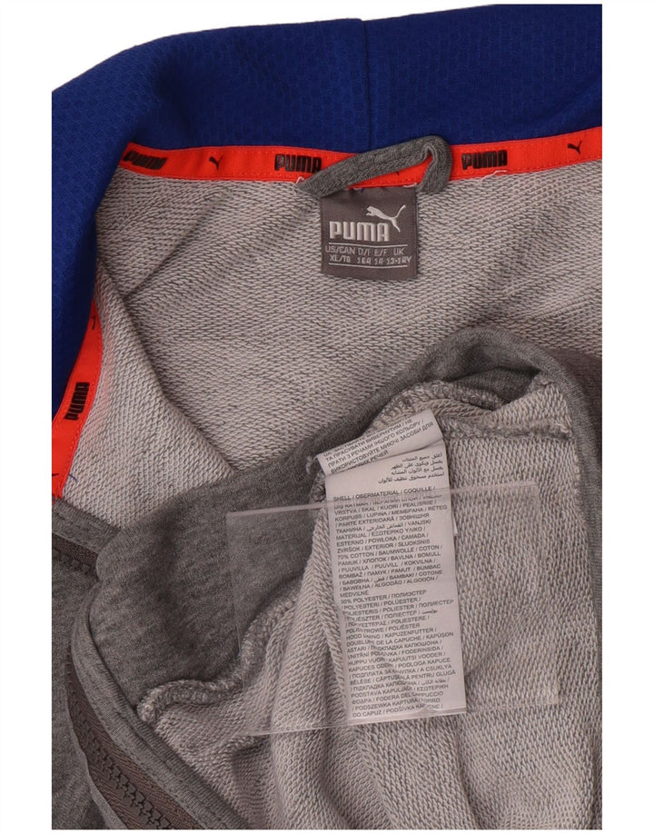 Felpa con cappuccio e zip grafica PUMA da ragazzo 13-14 anni in cotone grigio