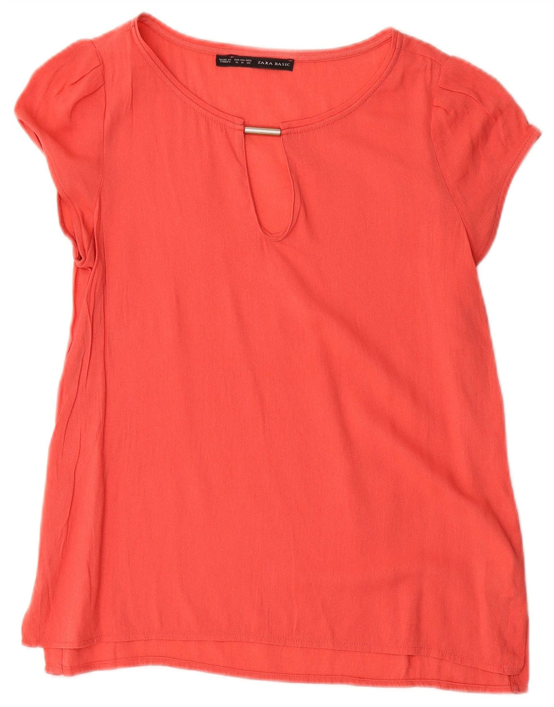 Top Blusa Donna Zara UK 12 Viscosa Rossa Media