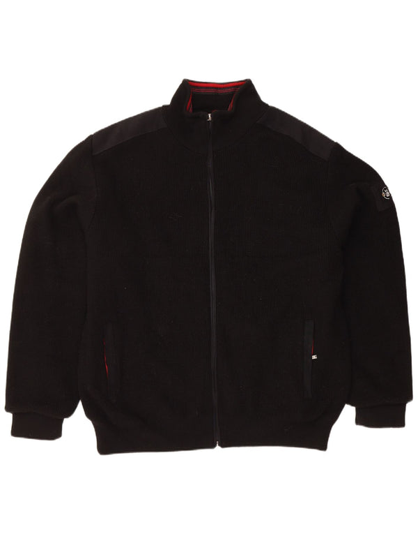 Maglione cardigan da uomo vintage XL in lana nera