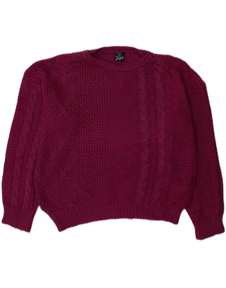 VINTAGE Womens Oversized Crew Neck Jumper Sweater EU 40 Medium Burgundy Vintage Vintage and Second-Hand Vintage from Messina Hembry 