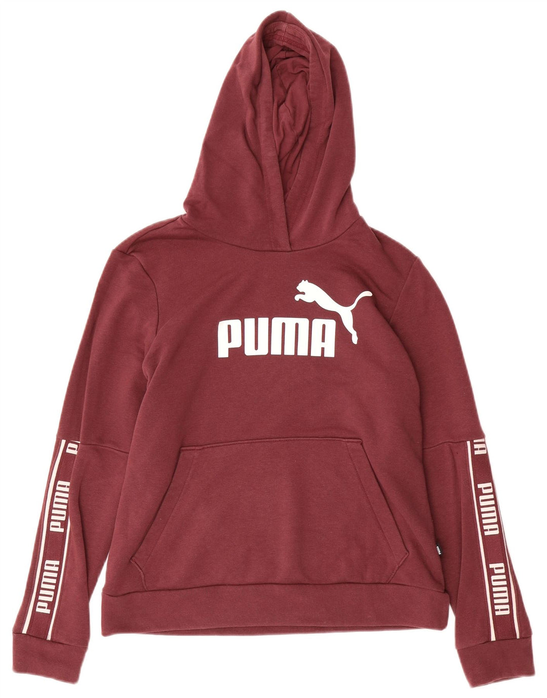 PUMA Felpa con cappuccio grafica da donna UK 14 Cotone bordeaux medio