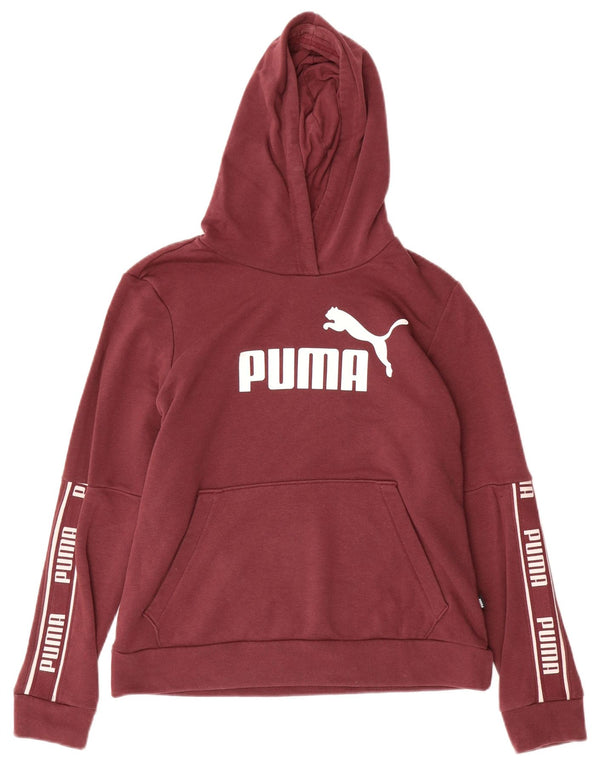 PUMA Felpa con cappuccio grafica da donna UK 14 Cotone bordeaux medio